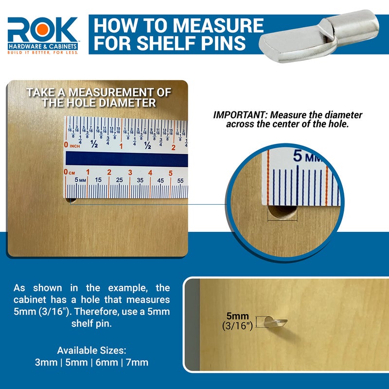 ROK 50 Pack Rok Hardware Heavy Duty 3/16" (5mm) Shelf Pin Spoon Shaped Cabinet Support Pegs Holder, Metal, Nickel Finish - ROKSP5N - Image 5